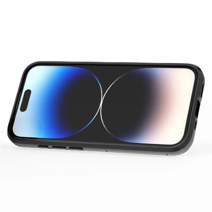 For iPhone 15 Pro Max TPU+PC Drop-proof Phone Case Ring Holder Kickstand Cover - Black - 3