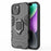 For iPhone 15 Ring Holder Kickstand Back Cover TPU+PC Shockproof Phone Case - Black - 1