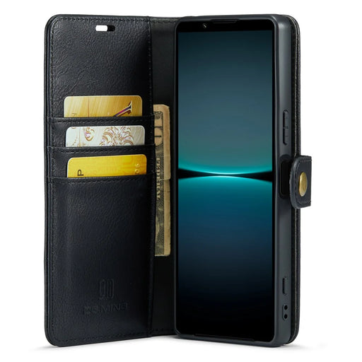 DG.MING For Sony Xperia 1 V Detachable Magnetic Phone Case Anti-Dorp Split Leather Wallet Stand Cover - Black - 2