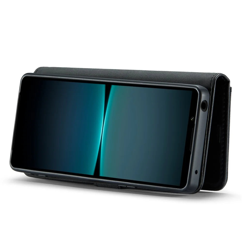 DG.MING For Sony Xperia 1 V Detachable Magnetic Phone Case Anti-Dorp Split Leather Wallet Stand Cover - Black - 3