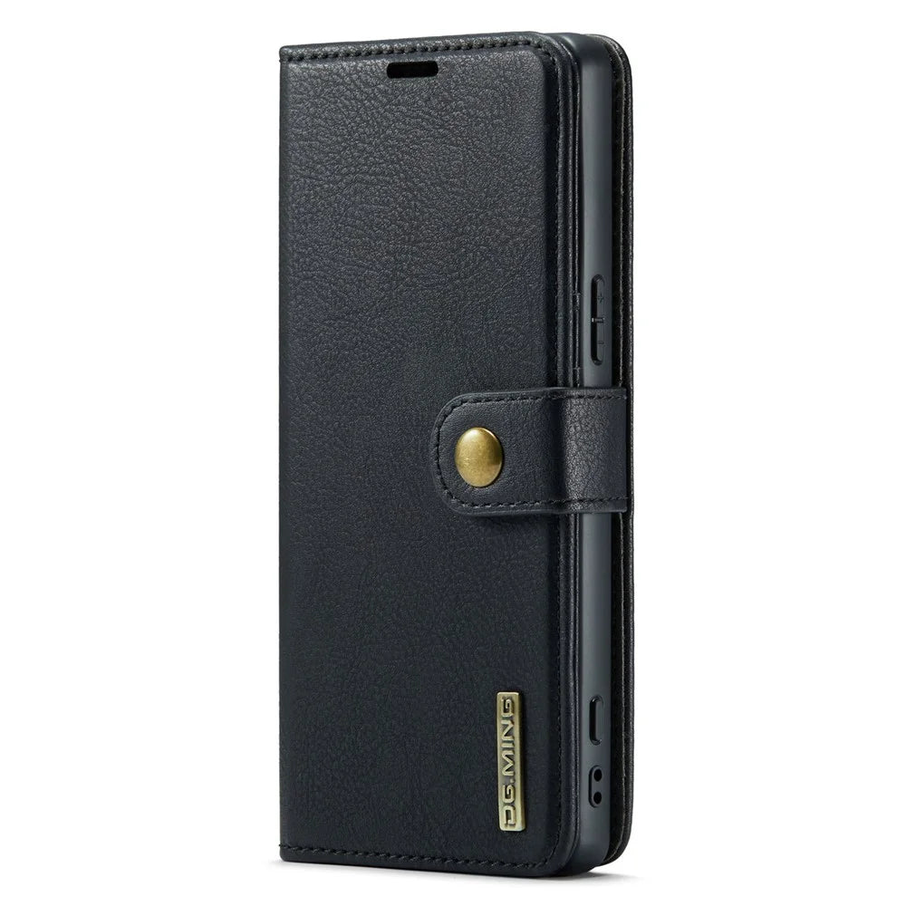DG.MING For Sony Xperia 1 V Detachable Magnetic Phone Case Anti-Dorp Split Leather Wallet Stand Cover - Black - 7