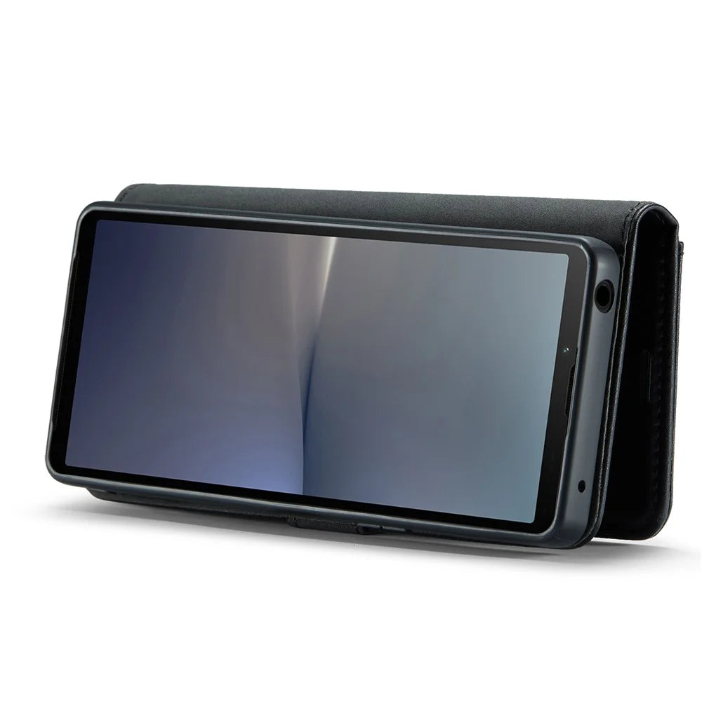 DG.MING Detachable Magnetic Phone Case for Sony Xperia 10 V Shockproof Split Leather Wallet Phone Cover - Black - 3