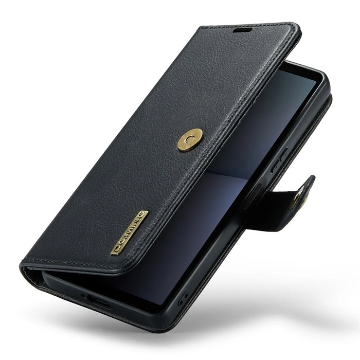 DG.MING Detachable Magnetic Phone Case for Sony Xperia 10 V Shockproof Split Leather Wallet Phone Cover - Black - 6