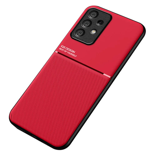 Phone Case for Samsung Galaxy A23 4G / A23 5G (Global Version) , PU Leather+TPU Lines Imprinted Cover - Red - 1
