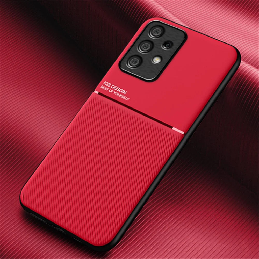 Phone Case for Samsung Galaxy A23 4G / A23 5G (Global Version) , PU Leather+TPU Lines Imprinted Cover - Red - 2