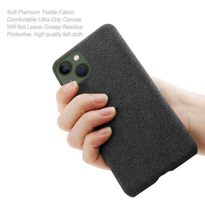 For iPhone 15 Plus Anti-collision Hard PC+Cloth Phone Cover Shell Protective Mobile Phone Case - Black - 6