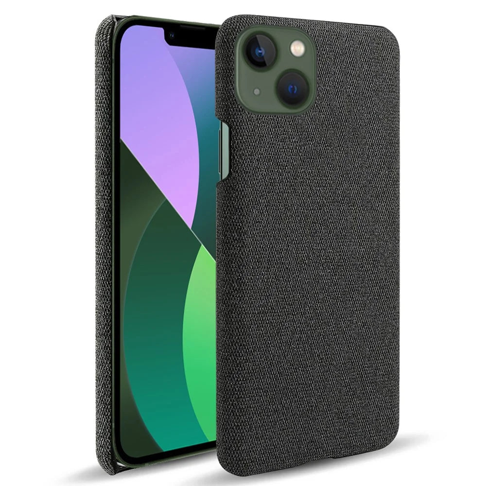 For iPhone 15 Cell Phone Case Shockproof Shell Anti-Dust Cloth+Hard PC Phone Cover - Black - 1