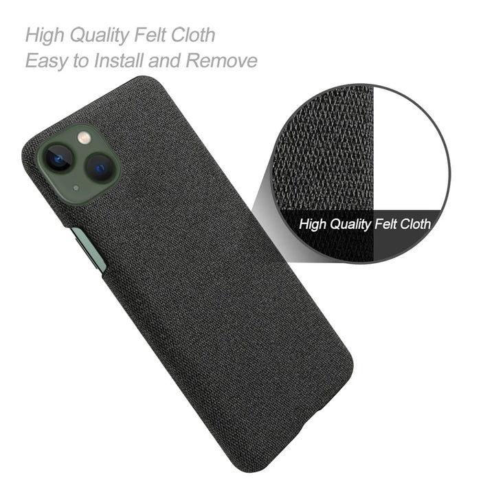 For iPhone 15 Cell Phone Case Shockproof Shell Anti-Dust Cloth+Hard PC Phone Cover - Black - 4