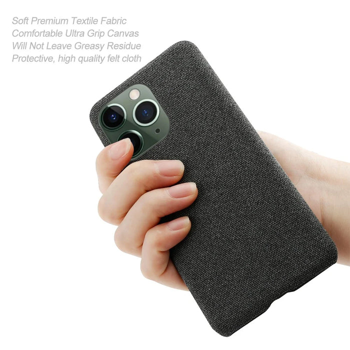 For iPhone 15 Pro Non-Slip Case Cloth+Hard PC Shockproof Shell Protective Phone Cover - Black - 6