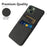 Slim Phone Case for iPhone 15 Plus Hard PC + Cloth Anti-Drop Phone Cover with Dual Card Holder - Black - 3