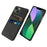 Hard PC + Cloth Phone Case for iPhone 15 Shockproof Dual Card Holder Phone Cover - Black - 1