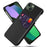 Card Holder Protective Phone Case for iPhone 15 Cloth Texture PU Leather Coated PC Cover - Black - 1