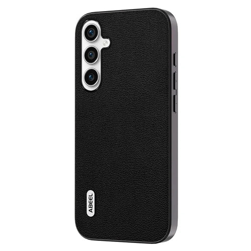 ABEEL For Samsung Galaxy A54 5G Phone Case Genuine Cow Leather Coated PC+TPU Litchi Texture Non-Slip Cover - Black - 1