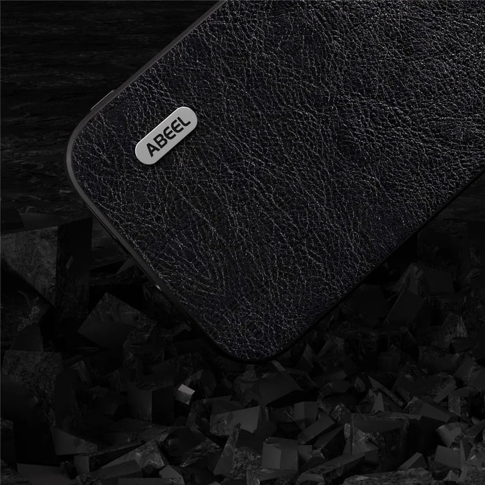 ABEEL Leather Coated TPU+PC Case for Samsung Galaxy A34 5G , Litchi Texture Retro Phone Cover - Black - 3