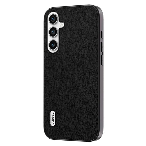 ABEEL Litchi Texture Case for Samsung Galaxy A14 4G / A14 5G , Shockproof Genuine Cow Leather Coated PC+TPU Phone Cover - Black - 1