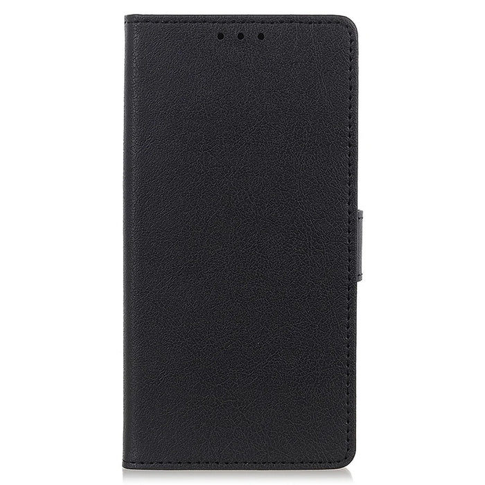 For OnePlus Nord CE3 5G Phone Cover PU Leather Shell Stand Wallet Textured Cell Phone Case - Black - 6