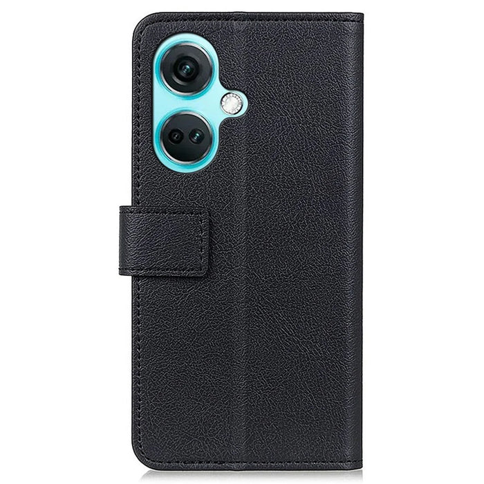 For OnePlus Nord CE3 5G Phone Cover PU Leather Shell Stand Wallet Textured Cell Phone Case - Black - 7