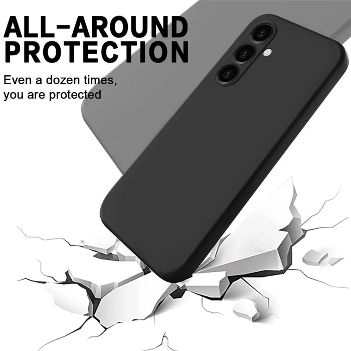 Shockproof Cover for Samsung Galaxy S23 FE , Soft Lining Phone Case Liquid Silicone Shell with Strap - Black - 4