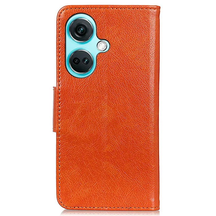 For OnePlus Nord CE3 5G Split Leather Wallet Case Nappa Texture Phone Cover with Stand Function - Orange - 7