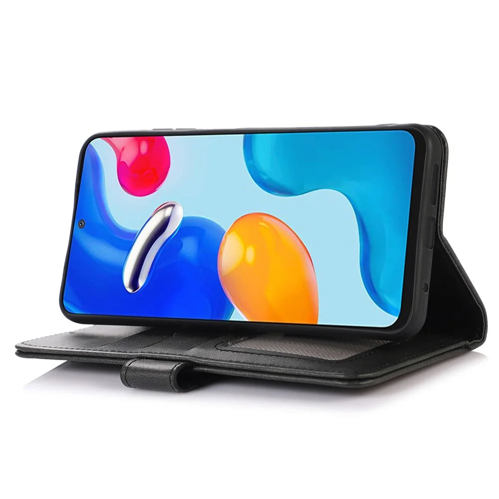 For OnePlus Nord CE3 5G Phone Wallet Case Phone Stand Cowhide Texture PU Leather Cover - Black - 3