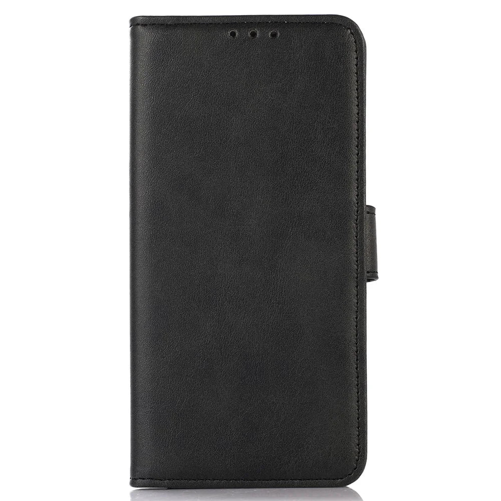 For Nokia C110 Phone Stand Shell Cowhide Texture Phone Wallet Case PU Leather Cover - Black - 6