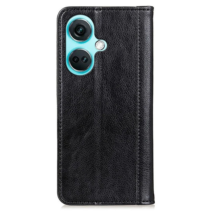For OnePlus Nord CE3 5G Wallet Case Split Leather Stand Litchi Texture Shockproof Phone Cover - Black - 7