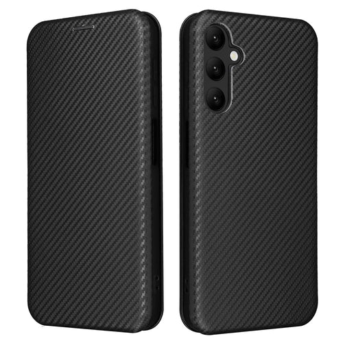 For Samsung Galaxy A25 5G (Global) (161.0 x 76.5 x 8.3mm) Card Holder Case Carbon Fiber Texture Phone Leather Stand Cover - Black - 1