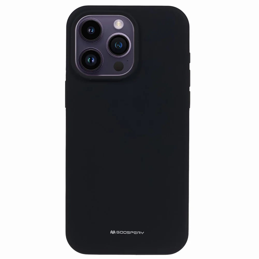 MERCURY GOOSPERY For iPhone 15 Pro Max Liquid Silicone Phone Case Soft Anti-Scratch Lining Phone Cover - Black - 1