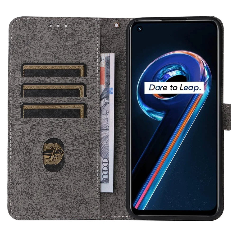 For Realme 9 Pro 5G / 9 5G (EU Version) / V25 / Q5 5G Wallet PU Leather Stand Cover RFID Blocking Shell with Strap - Black - 2