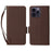 For iPhone 15 Plus Litchi Texture PU Leather Wallet Case Drop Protection Stand Phone Cover with Strap - Brown - 1
