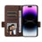 For iPhone 15 Plus Litchi Texture PU Leather Wallet Case Drop Protection Stand Phone Cover with Strap - Brown - 2