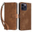 For iPhone 15 Anti-scratch Stand Cover Wallet Phone Case RFID Blocking PU Leather Shell with Strap - Brown - 1