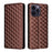 Leather Wallet Case for iPhone 15 Pro Max , Rhombus Imprinted Stand Protective Phone Cover - Brown - 1