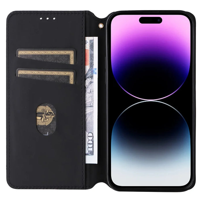 Leather Wallet Case for iPhone 15 Pro Max , Rhombus Imprinted Stand Protective Phone Cover - Brown - 2