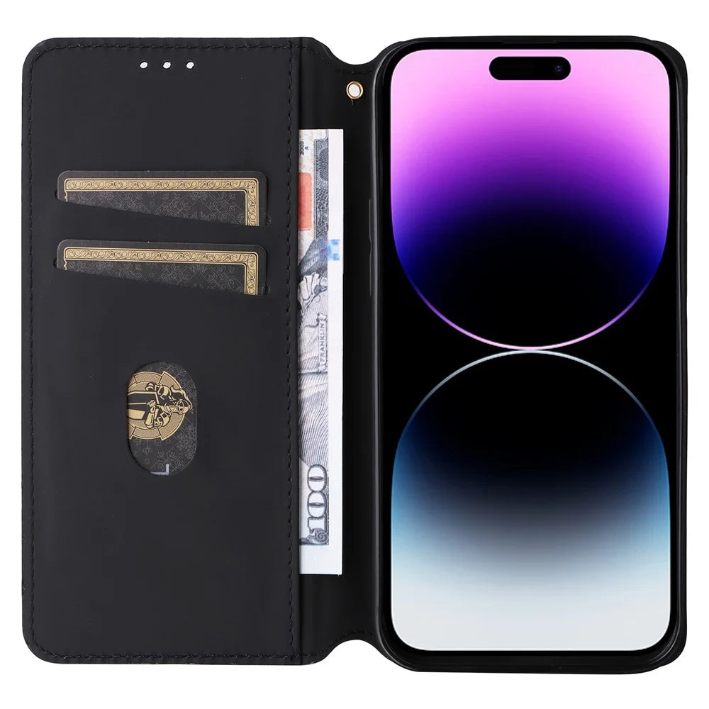 Wallet Stand Phone Case for iPhone 15 Pro , PU Leather + TPU Rhombus Imprinted Cover - Purple - 2