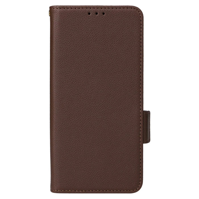 For iPhone 15 Pro Max Wallet Phone Shell Litchi Texture Slim-Fit PU Leather Stand Phone Cover with Strap - Brown - 7