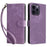 For iPhone 15 Pro Max Wallet Phone Case RFID Blocking PU Leather Anti-fall Stand Cover with Strap - Purple - 1