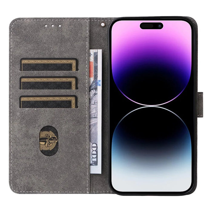For iPhone 15 Pro Max Wallet Phone Case RFID Blocking PU Leather Anti-fall Stand Cover with Strap - Purple - 2