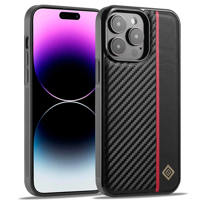 LC.IMEEKE For iPhone 15 Pro Max Carbon Fiber Texture Phone Case PU Leather+TPU+EVA Anti-scratch Cover - 5