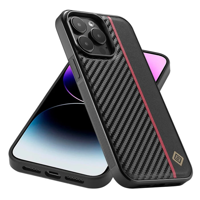 LC.IMEEKE For iPhone 15 Pro Max Carbon Fiber Texture Phone Case PU Leather+TPU+EVA Anti-scratch Cover - 7