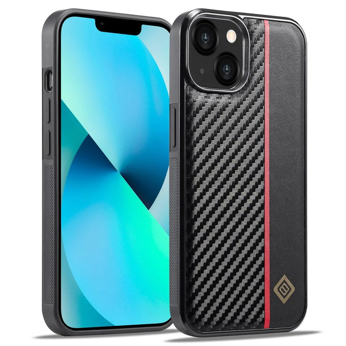 LC.IMEEKE For iPhone 15 Carbon Fiber Texture Shockproof Phone Case PU Leather+TPU+EVA Back Cover - 5