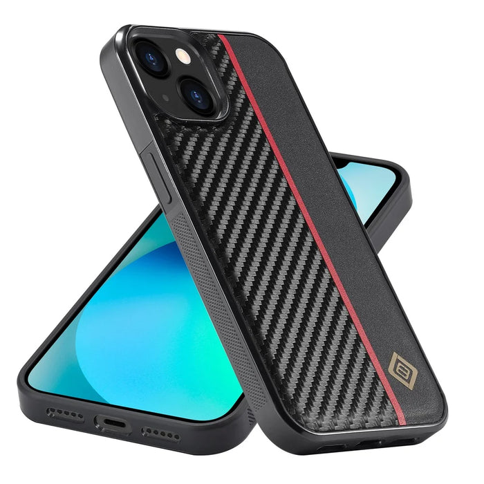 LC.IMEEKE For iPhone 15 Carbon Fiber Texture Shockproof Phone Case PU Leather+TPU+EVA Back Cover - 7