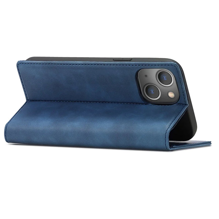 LC.IMEEKE Magnetic Phone Case for iPhone 15 , Microfiber Leather Stand Wallet Cover - Blue - 3