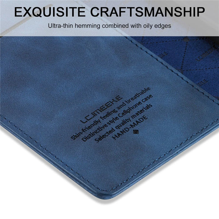 LC.IMEEKE Magnetic Phone Case for iPhone 15 , Microfiber Leather Stand Wallet Cover - Blue - 5