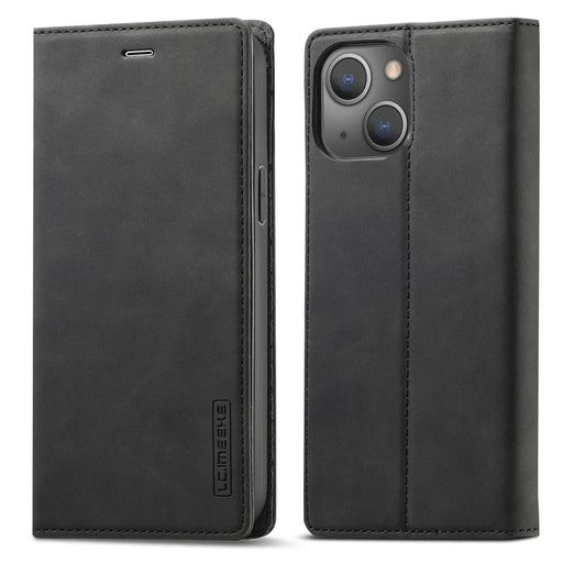LC.IMEEKE Cell Phone Case for iPhone 15 Plus , Stand Wallet Magnetic Closure Microfiber Leather Phone Cover - Black - 1