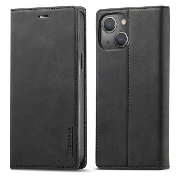 LC.IMEEKE Cell Phone Case for iPhone 15 Plus , Stand Wallet Magnetic Closure Microfiber Leather Phone Cover - Black - 1