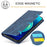 LC.IMEEKE Phone Case for iPhone 15 Pro Max , Magnetic Closure Shell Microfiber Leather Stand Wallet Cover - Blue - 7
