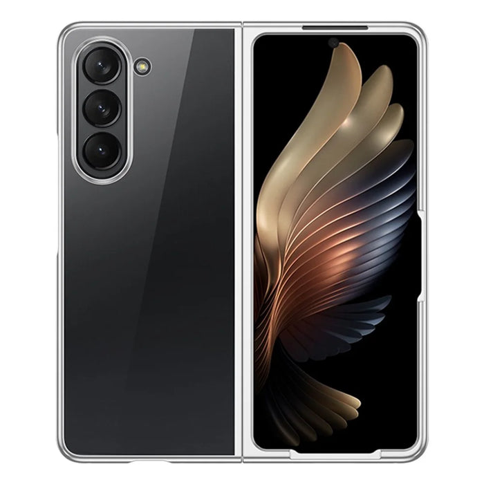 Clear Phone Case for Samsung Galaxy Z Fold5 5G , Hard PC Phone Electroplating Shockproof Cover - Silver - 1