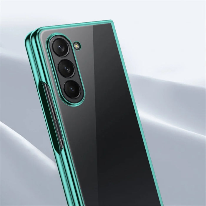 Clear Phone Case for Samsung Galaxy Z Fold5 5G , Hard PC Phone Electroplating Shockproof Cover - Silver - 4