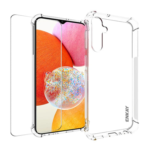 ENKAY HAT PRINCE TPU Cover for Samsung Galaxy A24 4G (162.1 x 77.6 x 8.3mm) , Transparent Phone Case with High Aluminium-silicon Glass Screen Film - 1